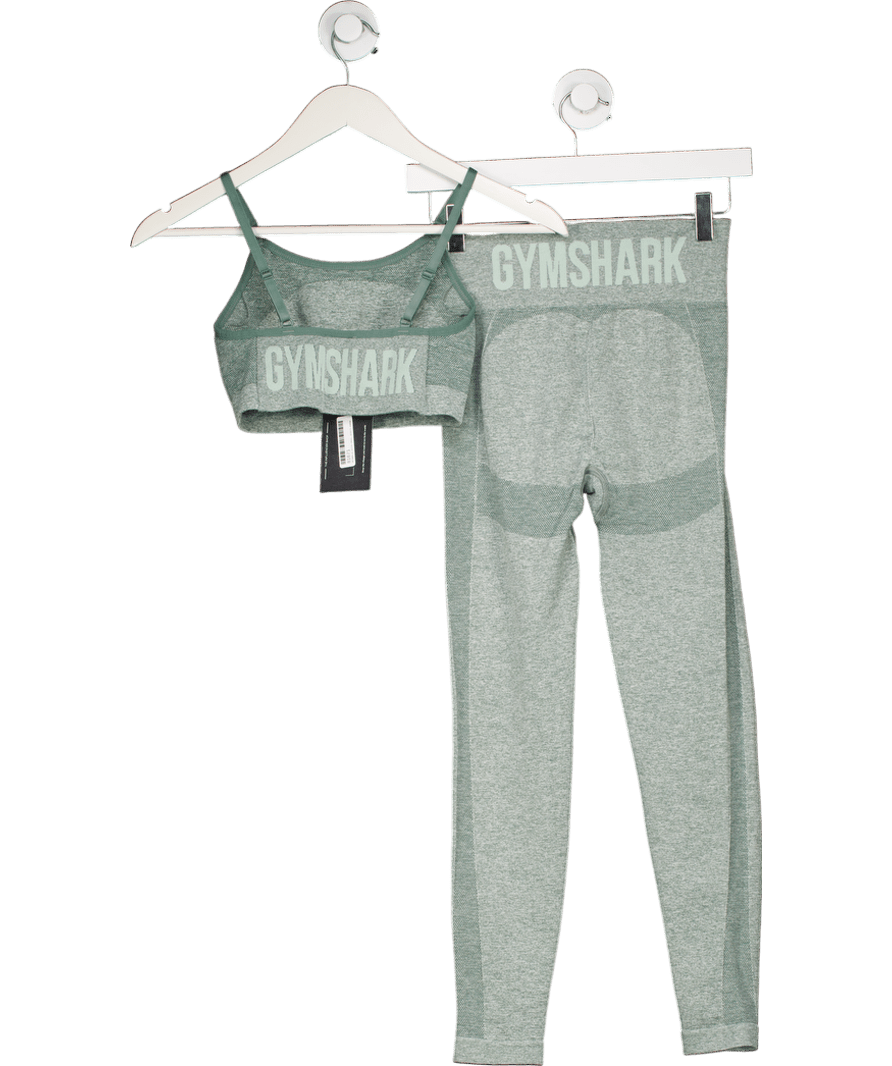 gymshark Green Flex High Waisted Leggings And Sports Bra Set UK S - Reliked