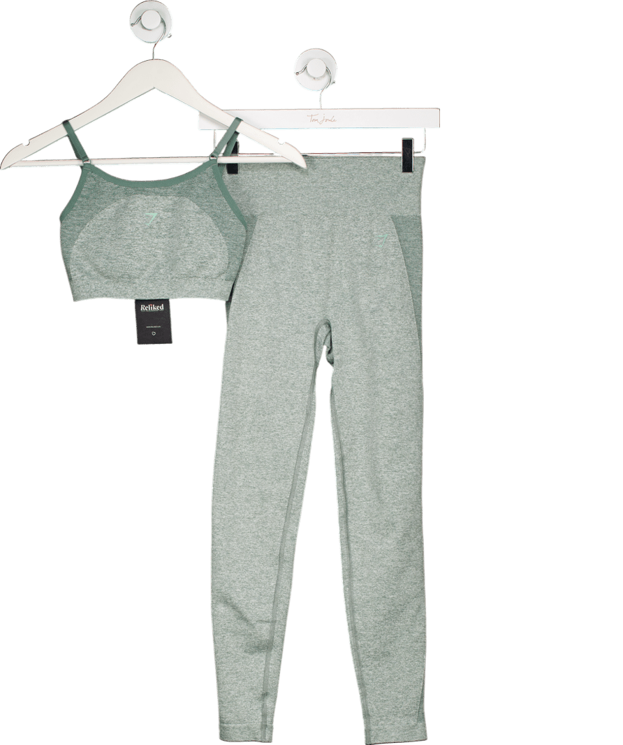 gymshark Green Flex High Waisted Leggings And Sports Bra Set UK S - Reliked