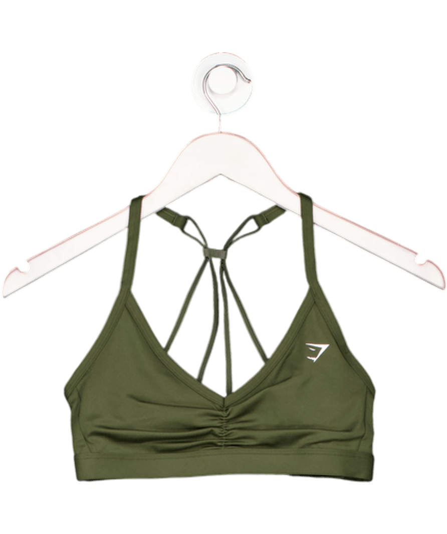 gymshark Green Ruched Strappy Sports Bra UK S - Reliked