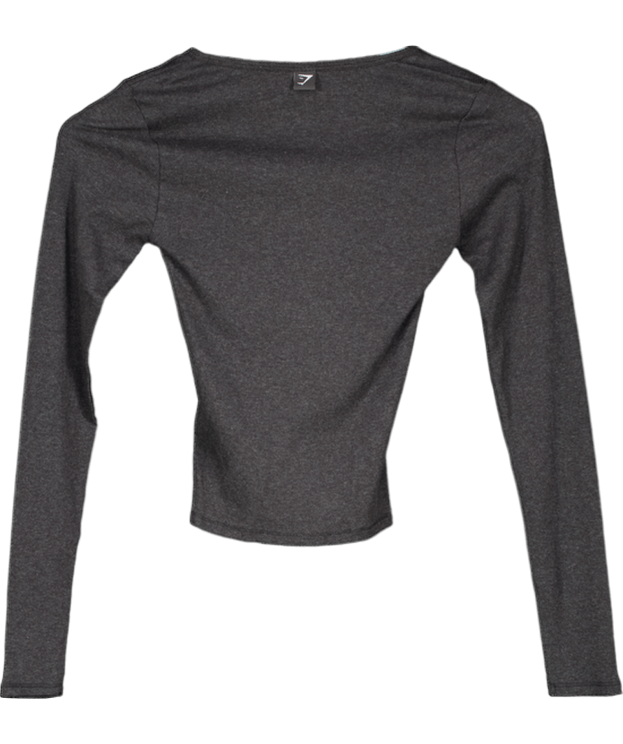 gymshark Midnight Black Marl Long Sleeve Top UK XS - Reliked