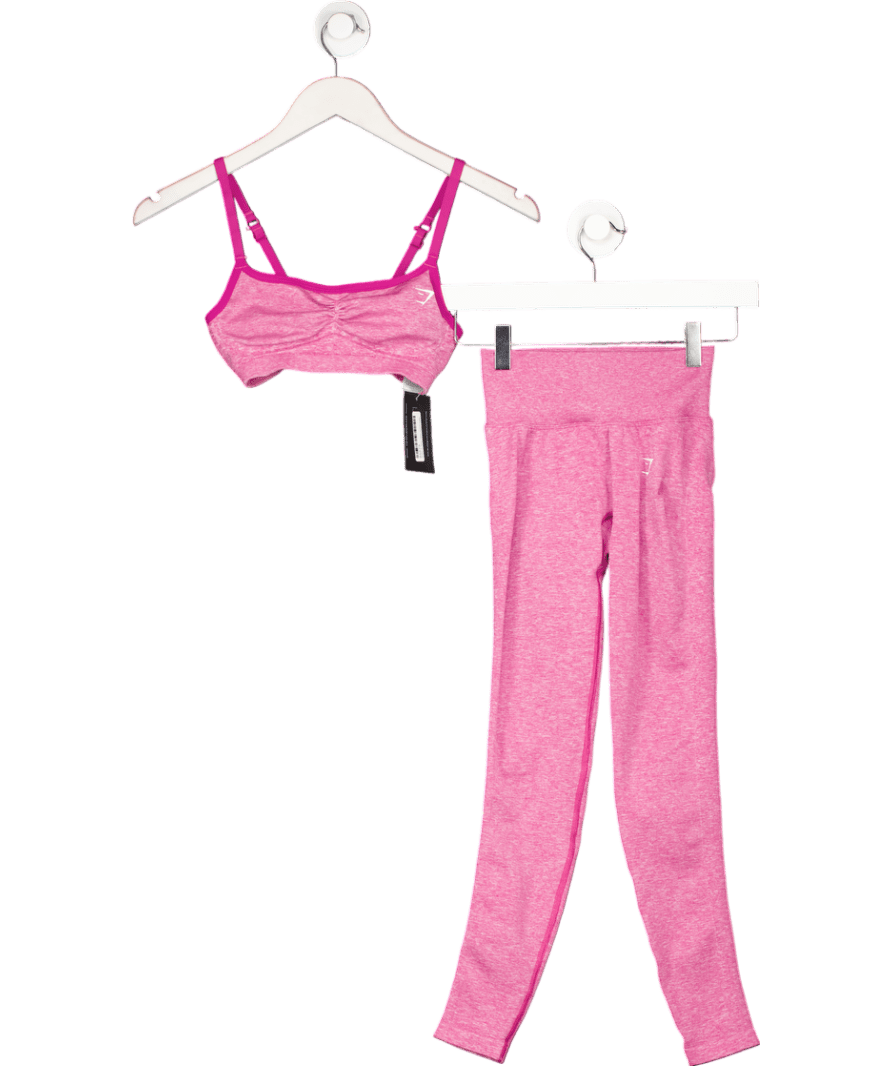 gymshark Pink Adapt Fleck T - back Bra And Leggings UK XS - Reliked