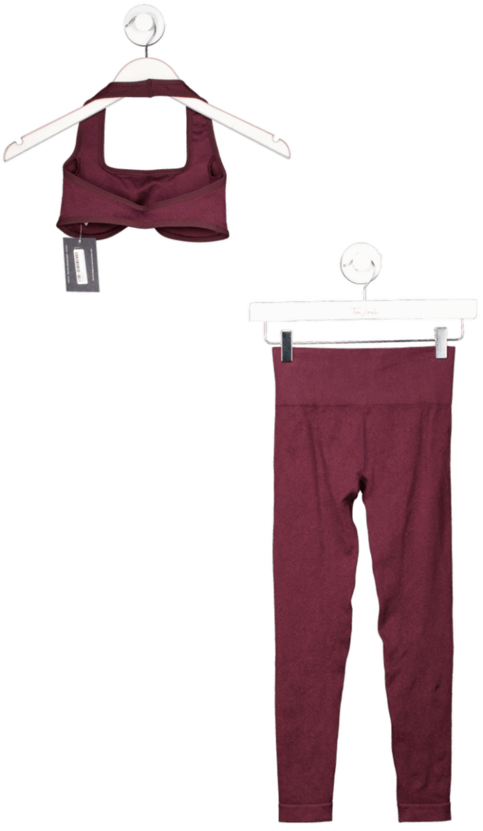 gymshark Red Adapt Fleck X Whitney Halterneck Sports Bra And Leggings UK XS - Reliked