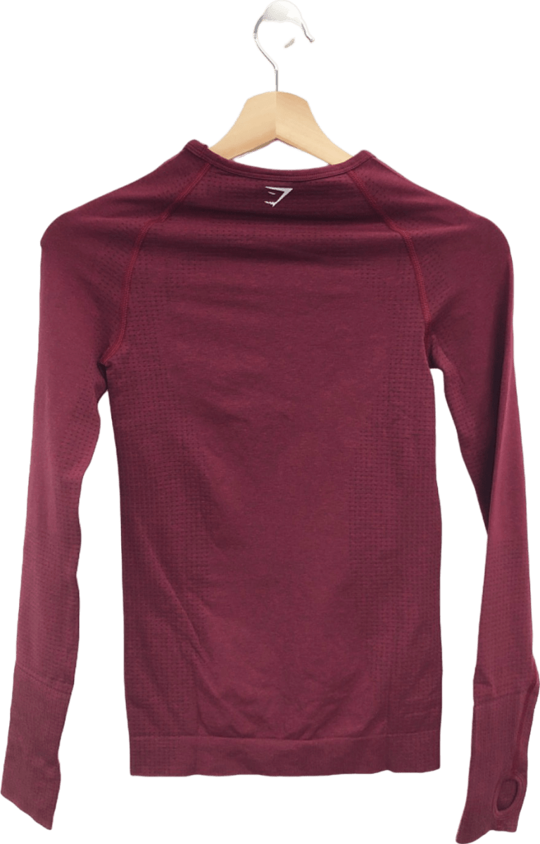 Gymshark Red Long Sleeve Seamless Top UK S - Reliked