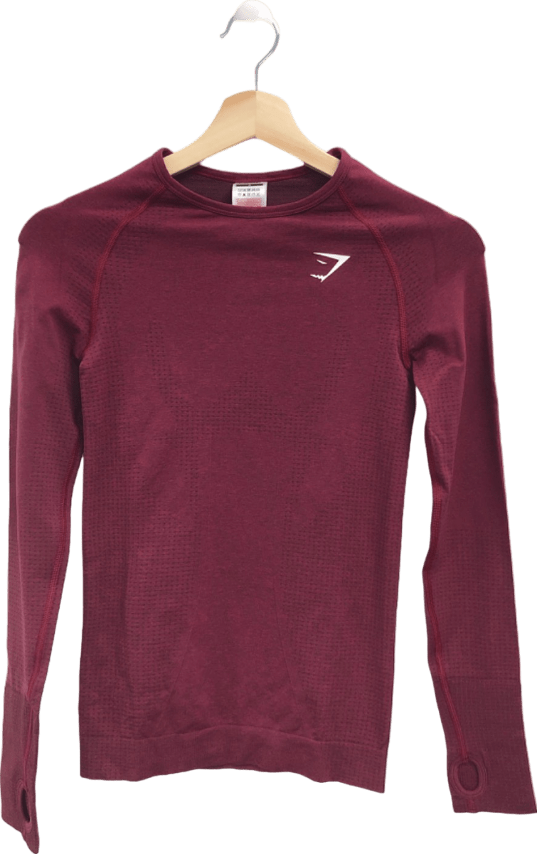 Gymshark Red Long Sleeve Seamless Top UK S - Reliked