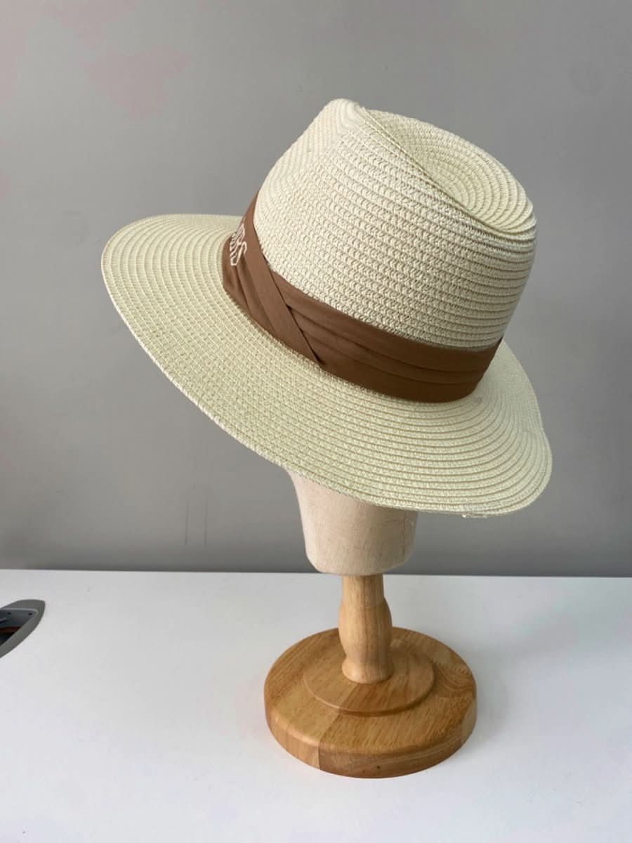 HA Designs Ivory 'MRS' Personalised Straw Sun Hat One Size - Reliked