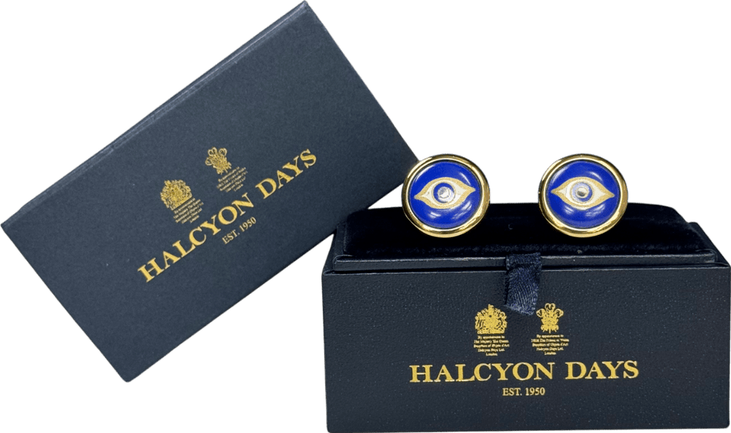 Halcyon days Metallic Evil Eye - Cobalt Round - Cufflinks - Reliked