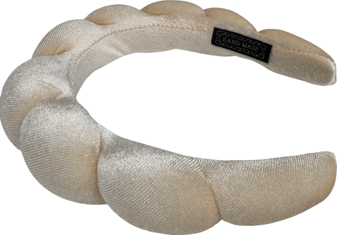 Handmade Cream Velvet Bubble Twist Headband - Reliked