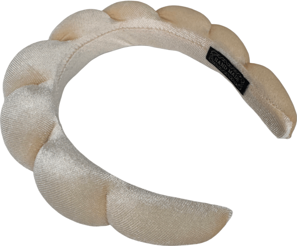 Handmade Cream Velvet Bubble Twist Headband - Reliked
