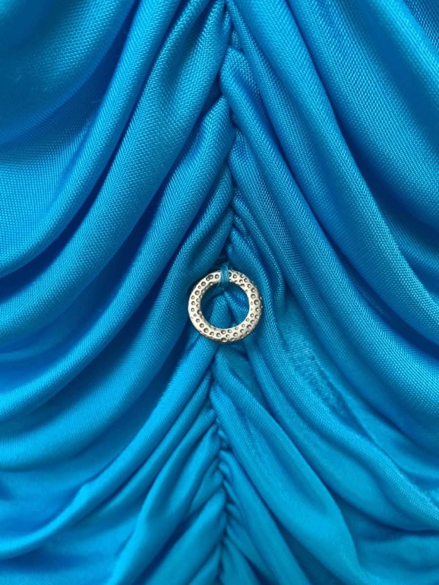 HANNE BLOCH Turquoise Ruched Top SIZE M - Reliked