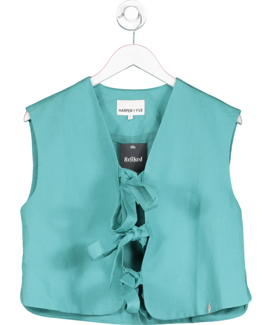 Harper & Yve Green Shelby Tie Front Gilet UK S - Reliked
