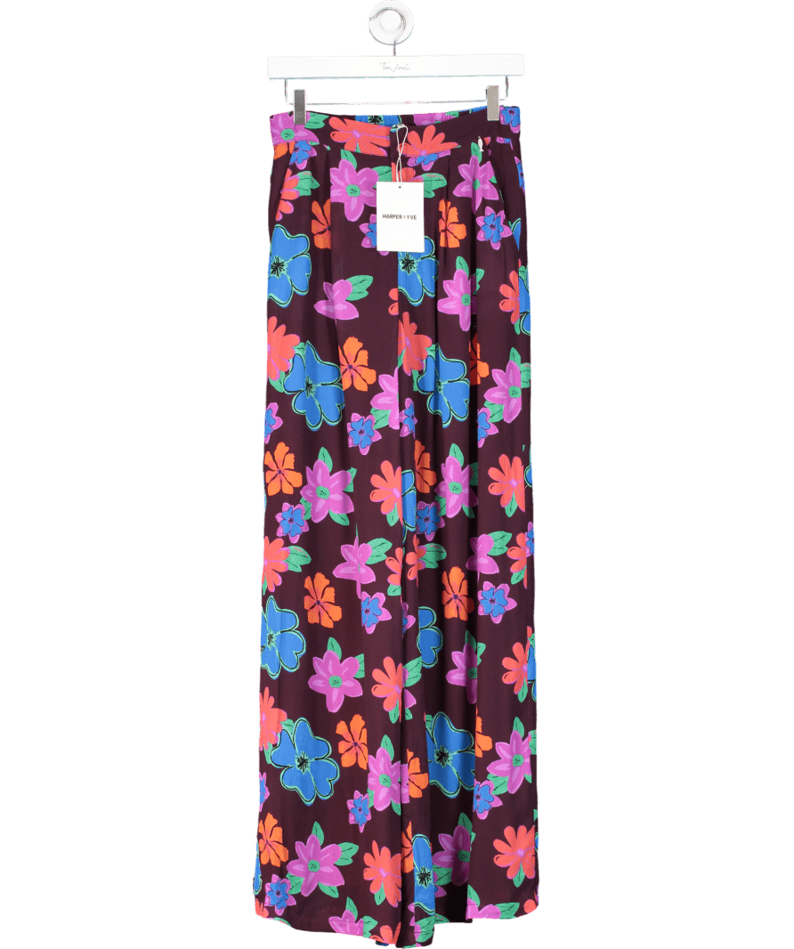 Harper & Yve Purple Rosie Mystic Flower Trousers UK S - Reliked
