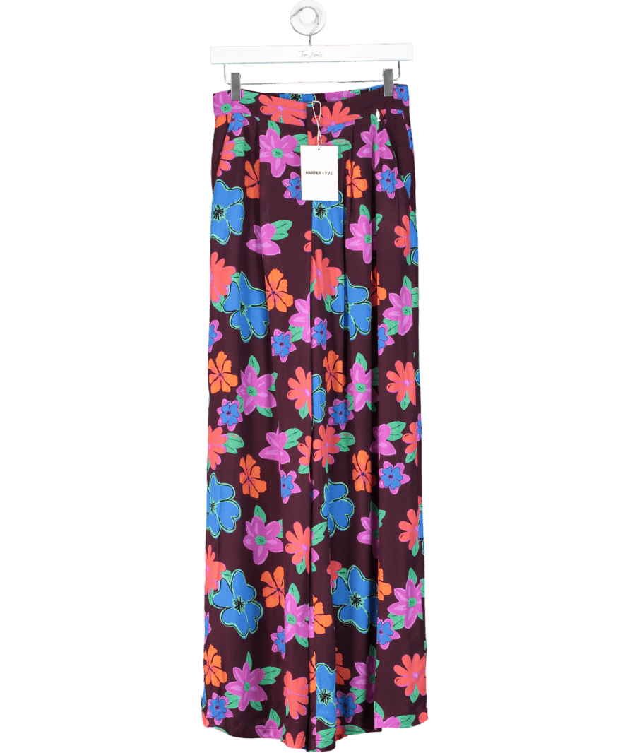 Harper & Yve Purple Rosie Mystic Flower Trousers UK S - Reliked