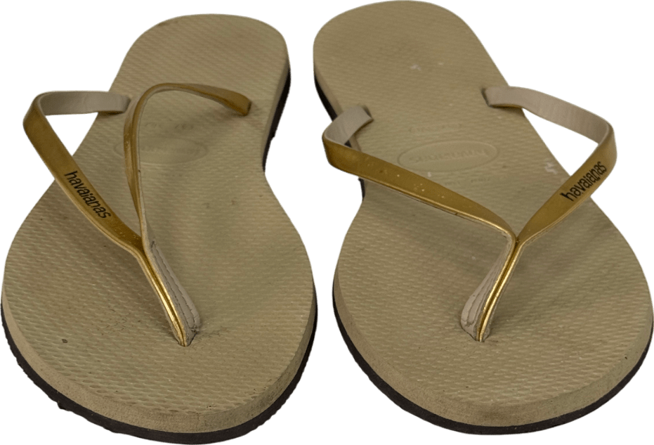 Havaianas Gold Slim Metallic Strap Flip Flops UK 4/5 EU 37/38 👠 - Reliked