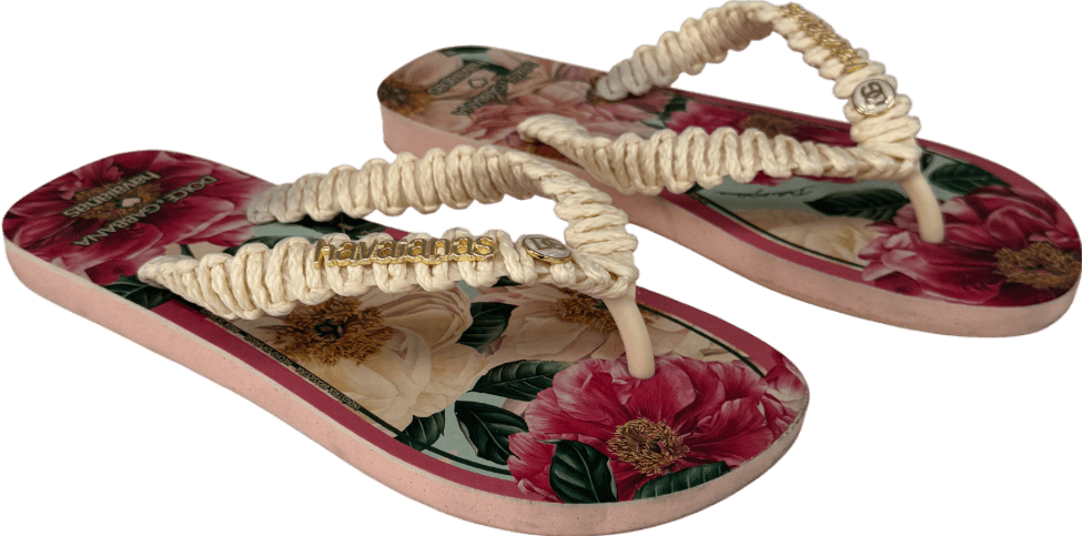 Havaianas Pink X Dolce&gabbana Florals Flip Flops UK 6/7 EU 39/40 👠 - Reliked