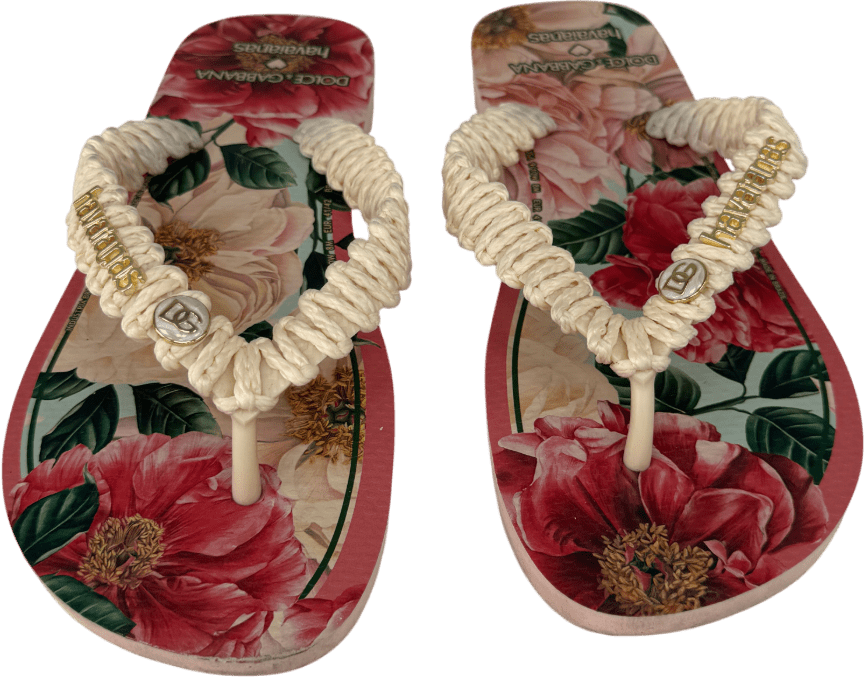 Havaianas Pink X Dolce&gabbana Florals Flip Flops UK 6/7 EU 39/40 👠 - Reliked