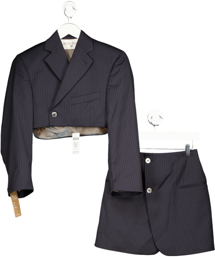 Havre Studios 2 - piece Charcoal Grey Pinstripe Suit Set UK XS - Reliked