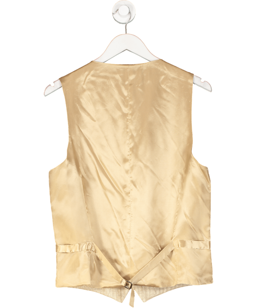 Hawes & Curtis Beige Linen Herringbone Tailored Italian Waistcoat – 1913 Collection UK 38" CHEST - Reliked