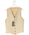 Hawes & Curtis Beige Linen Herringbone Tailored Italian Waistcoat – 1913 Collection UK 38" CHEST - Reliked