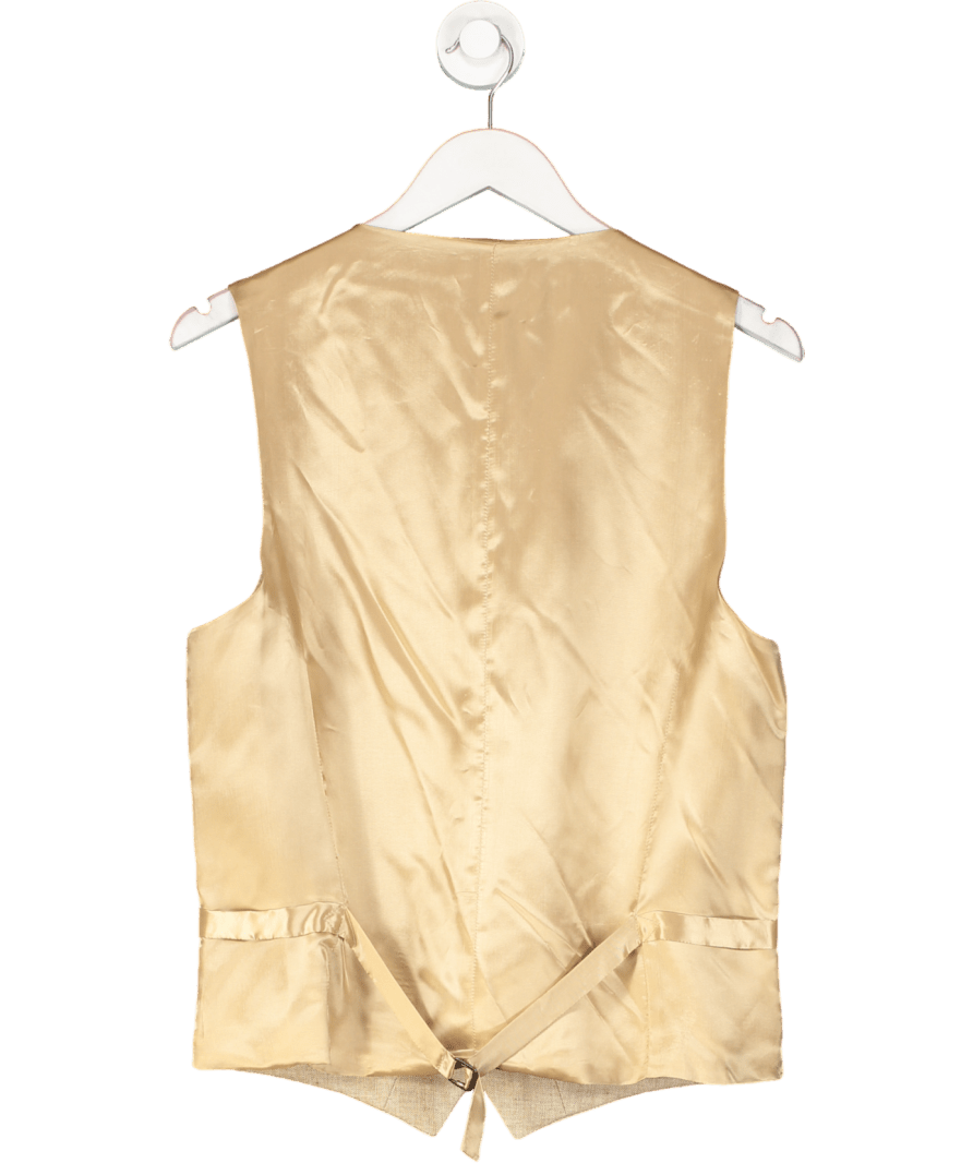 Hawes & Curtis Beige Linen Herringbone Tailored Italian Waistcoat – 1913 Collection UK 38" CHEST - Reliked