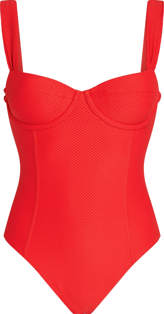 Heidi Klein Stretch - piqué Underwired Swimsuit In Red UK XL - Reliked
