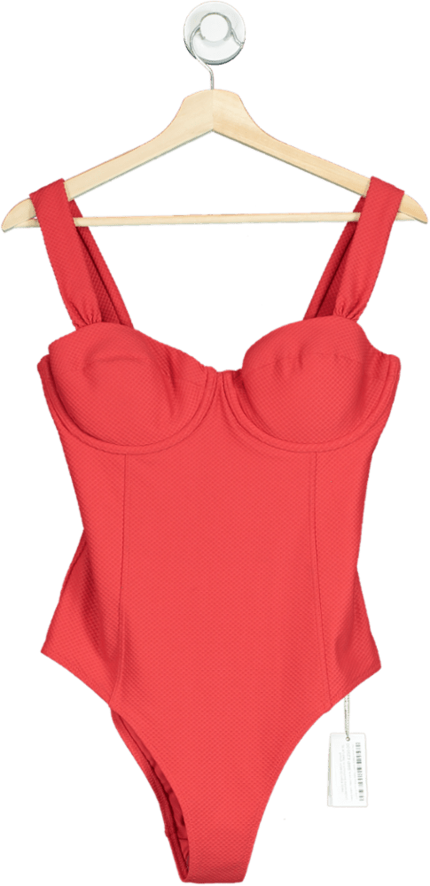 Heidi Klein Stretch - piqué Underwired Swimsuit In Red UK XL - Reliked
