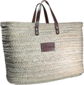 Henrietta Spencer Beige Large Straw Basket Bag With Tan Leather Handles - Reliked