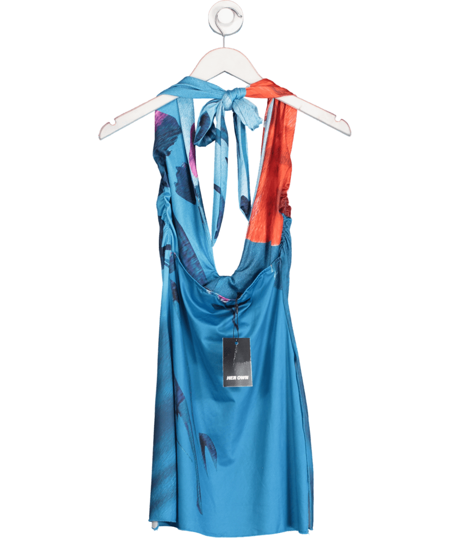 Her Own Blue Halterneck Mini Dress UK S - Reliked