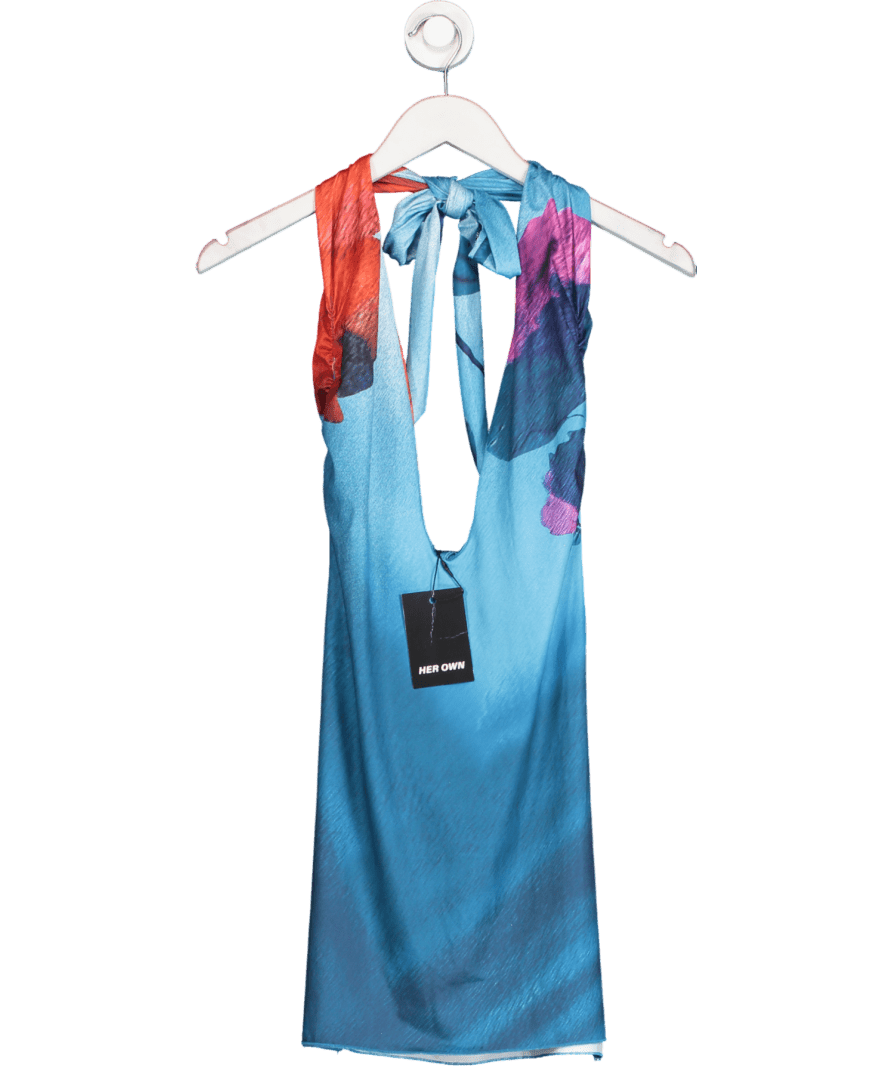 Her Own Blue Halterneck Mini Dress UK S - Reliked