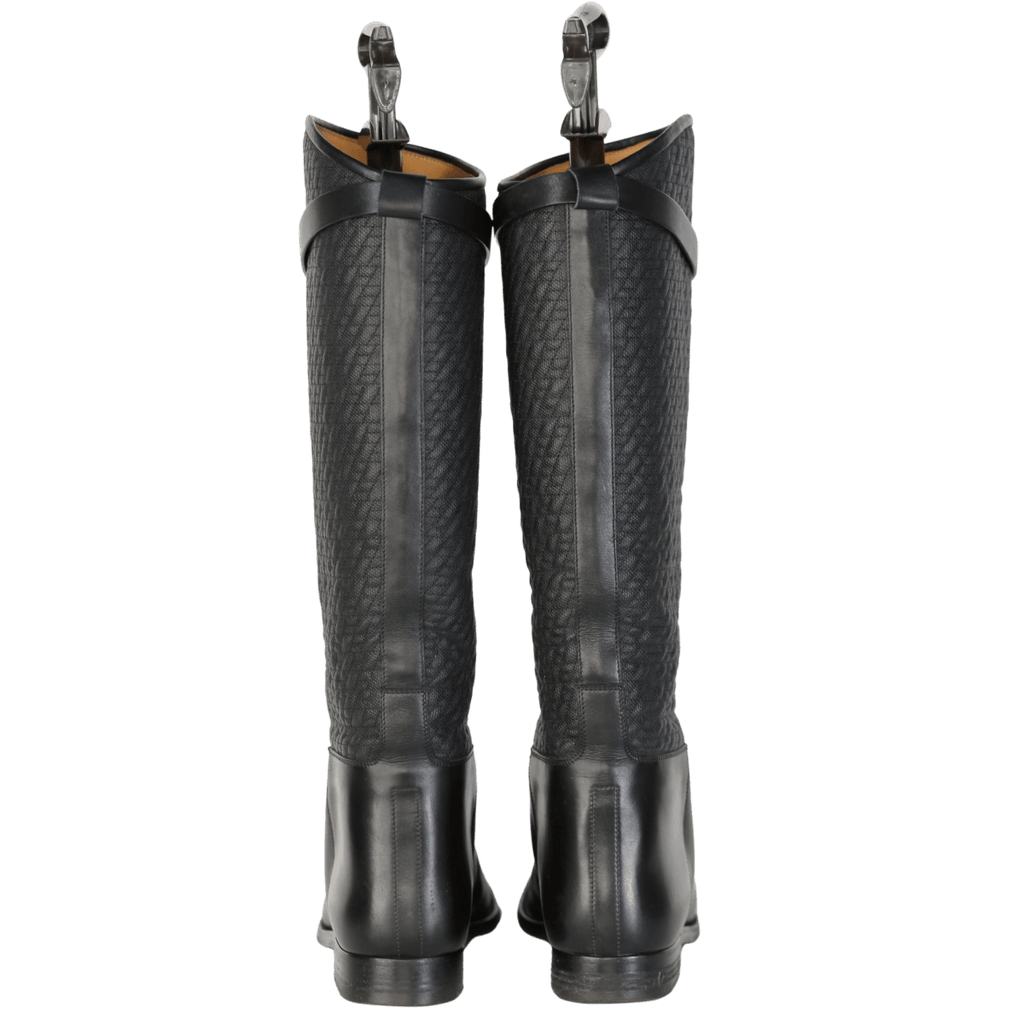 Hermès Black Jumping Boot In Quilted Canvas And Calfskin Leather - black UK 5 EU 38 👠 - Reliked