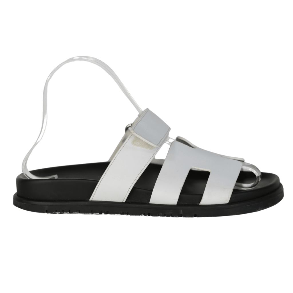 Hermès White Leather Chypre Sandals UK 4.5 EU 37.5 👠 - Reliked
