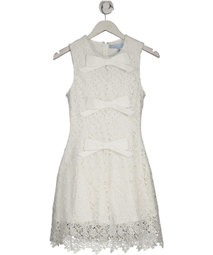 Hill House Blythe White Guipure Lace Bow Front Mini Dress UK XS