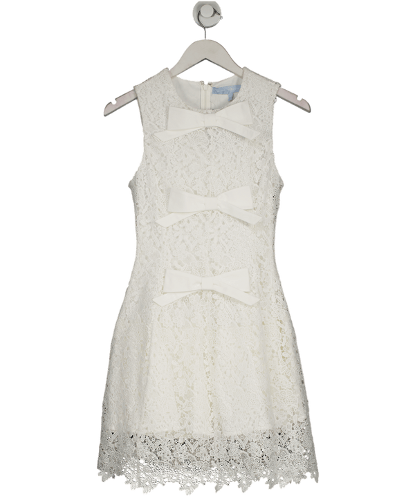 Hill House Blythe White Guipure Lace Bow Front Mini Dress UK XS