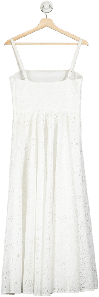 Hill House White Eyelet Midi Dress S - Reliked