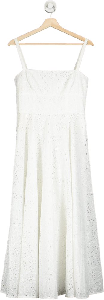 Hill House White Eyelet Midi Dress S - Reliked