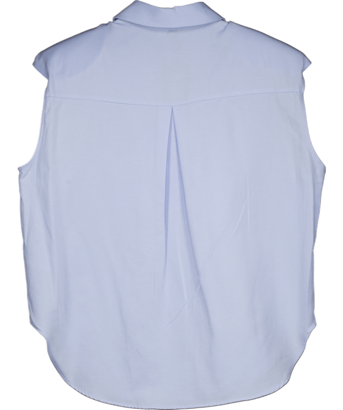 H&M Baby Blue Shoulder Pad Sleeveless Shirt UK S - Reliked