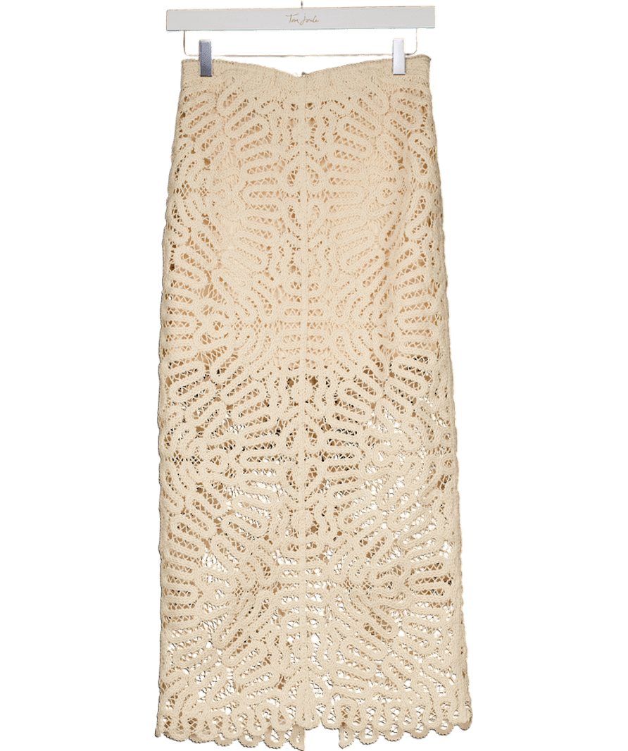 H&M Beige Crochet Look Pencil Skirt UK XS - Reliked