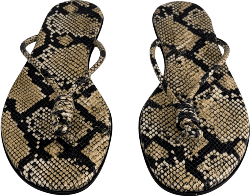 H&M Beige Light Beige/snakeskin Pattern Knot - detail Flip - flops UK 6 EU 39 👠 - Reliked