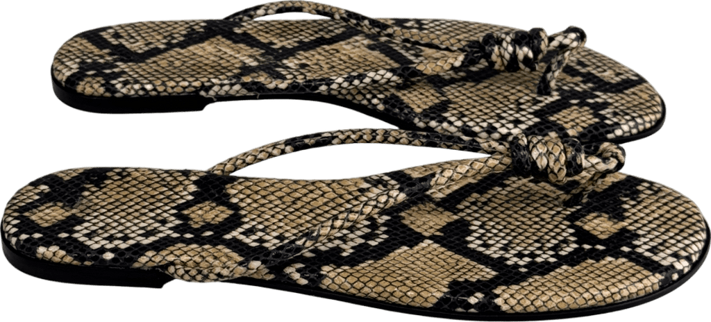 H&M Beige Light Beige/snakeskin Pattern Knot - detail Flip - flops UK 6 EU 39 👠 - Reliked