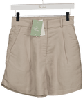 H&M Beige Linen - blend Shorts UK 8 - Reliked