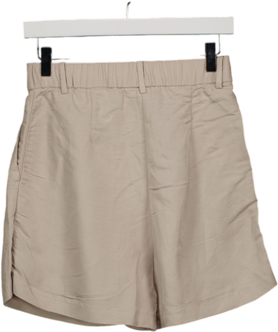H&M Beige Linen - blend Shorts UK 8 - Reliked