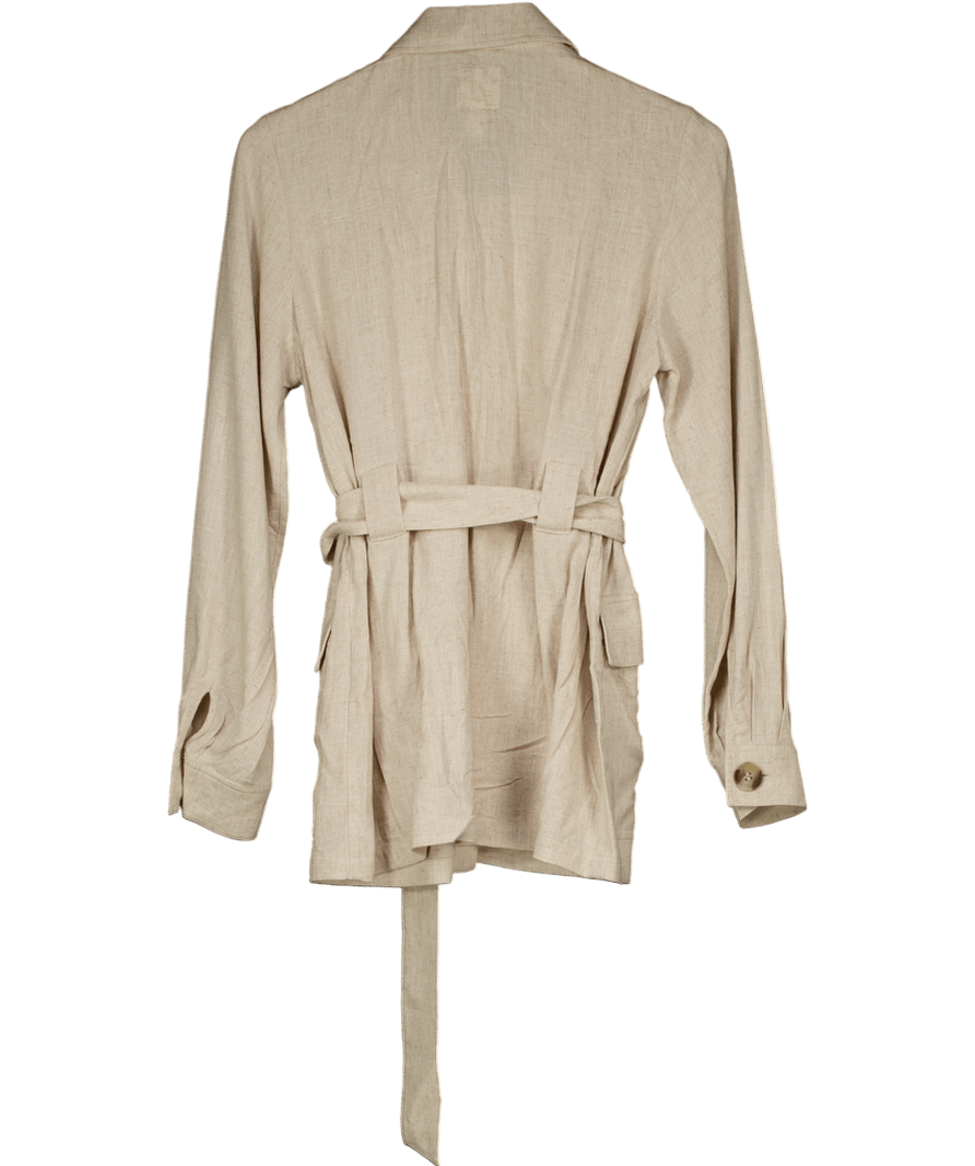 H&M Beige Linen Longline Belted Utility Jacket UK XS - Reliked