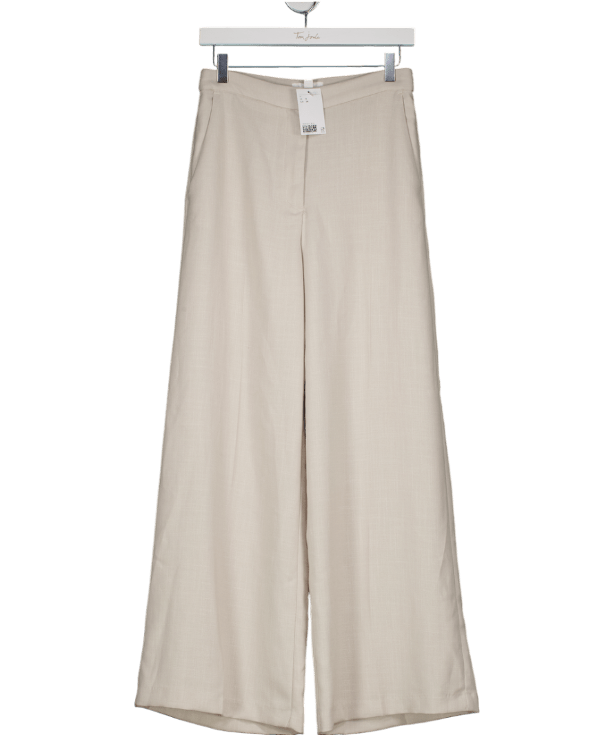 H&M Beige Tailored Wide Leg Trousers UK 8 - Reliked