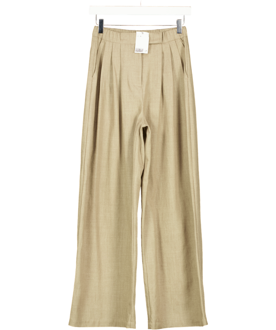 H&M Beige Wide Crease - leg Trousers UK XS - Reliked