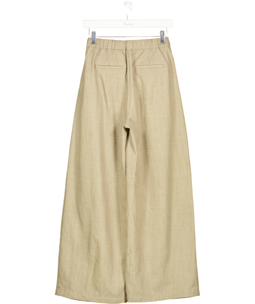 H&M Beige Wide Crease - leg Trousers UK XS - Reliked