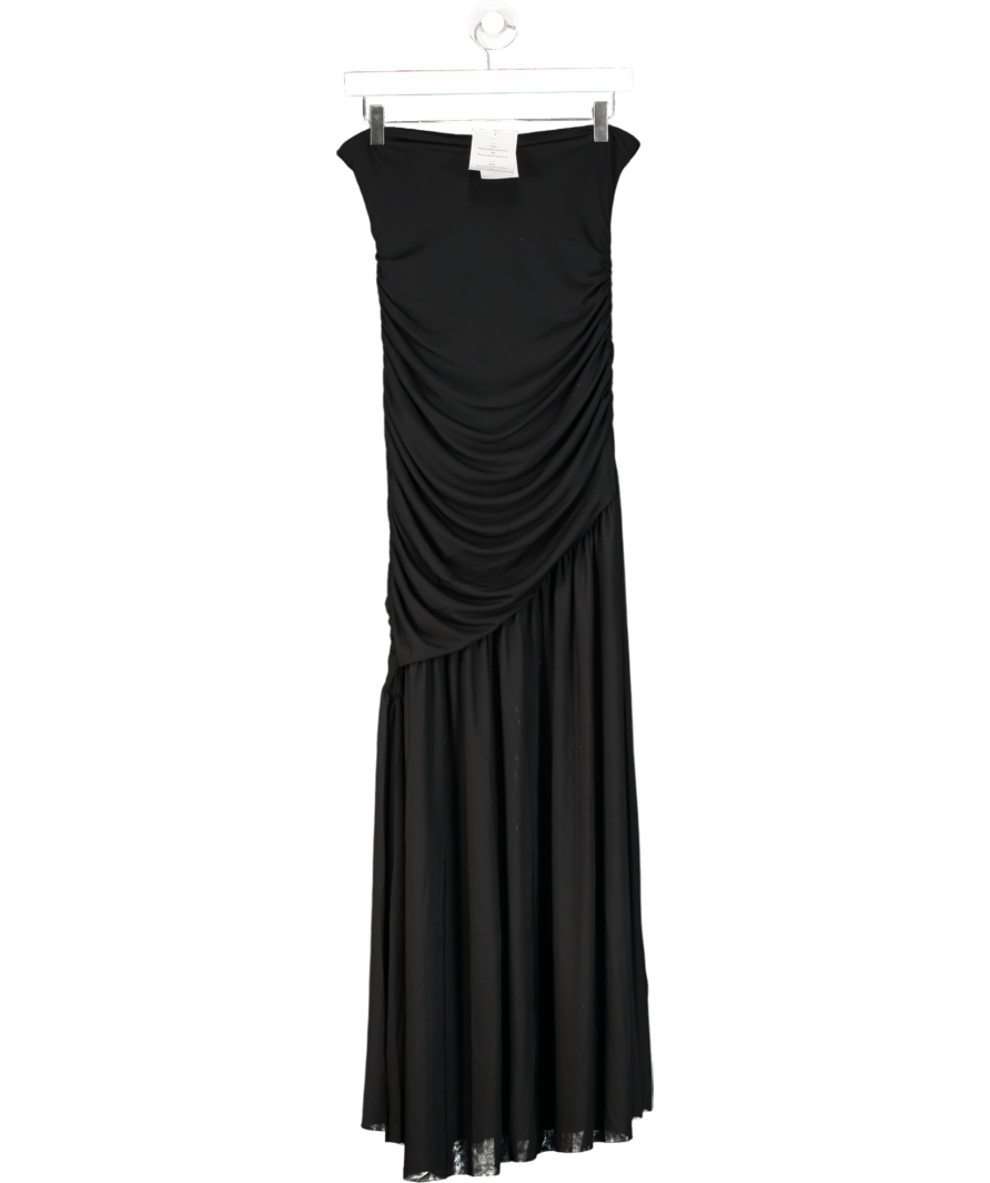 H&M Black Bandeau Ruched Midi Dress UK S - Reliked