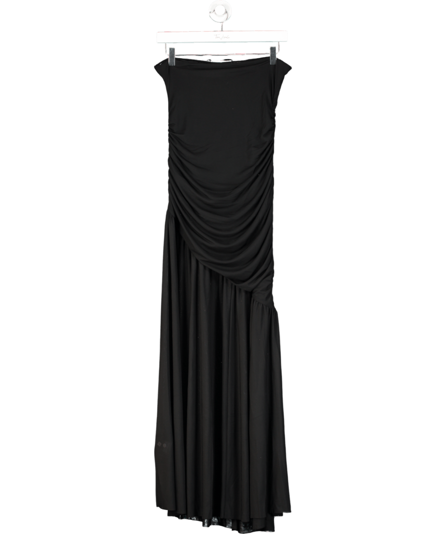 H&M Black Bandeau Ruched Midi Dress UK S - Reliked