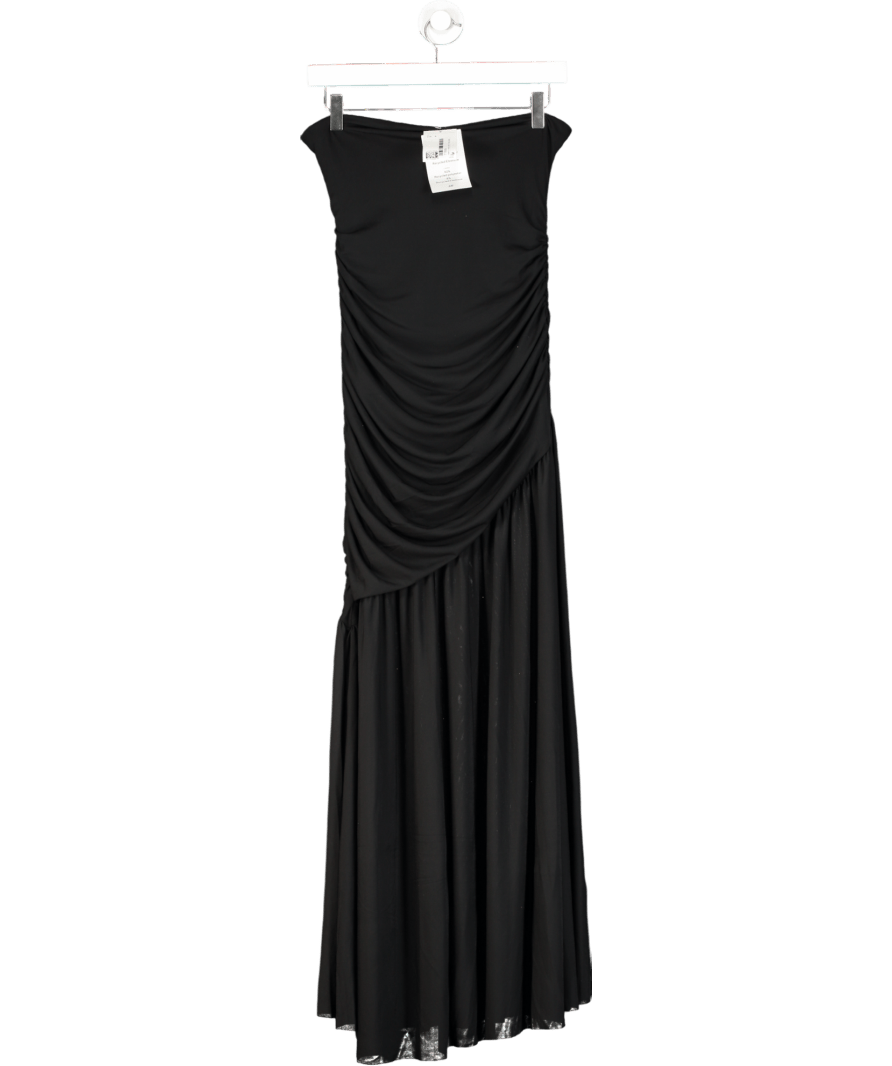 H&M Black Bandeau Ruched Midi Dress UK S - Reliked