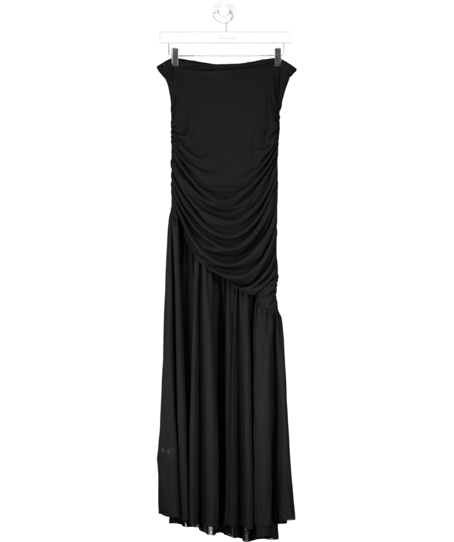 H&M Black Bandeau Ruched Midi Dress UK S - Reliked
