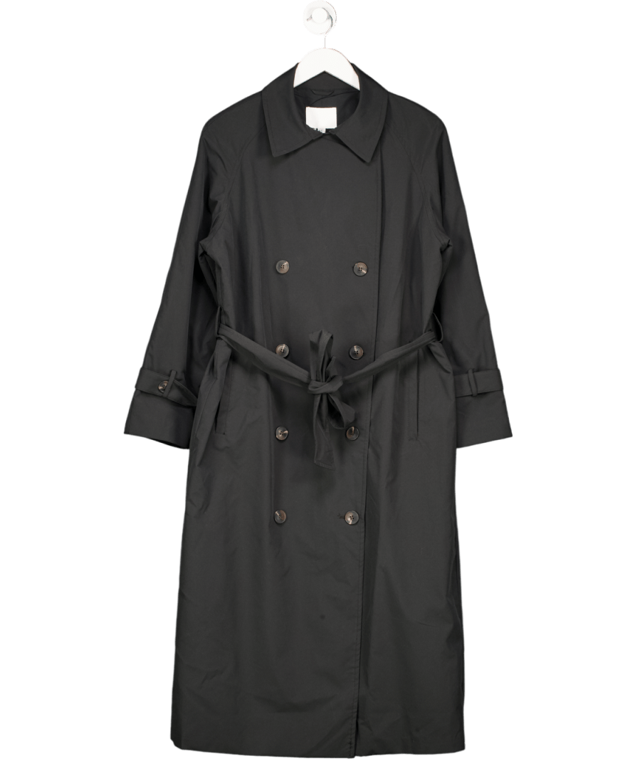 H&M Black Double - breasted Trenchcoat UK S - Reliked