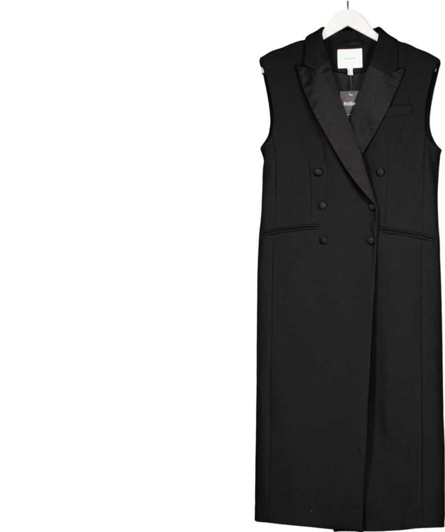 H&M Black Edition Sleeveless Blazer Dress UK S - Reliked